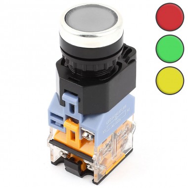 Push Button LA38 - Latching w/ DC12V Light [Red/Green/Yellow]